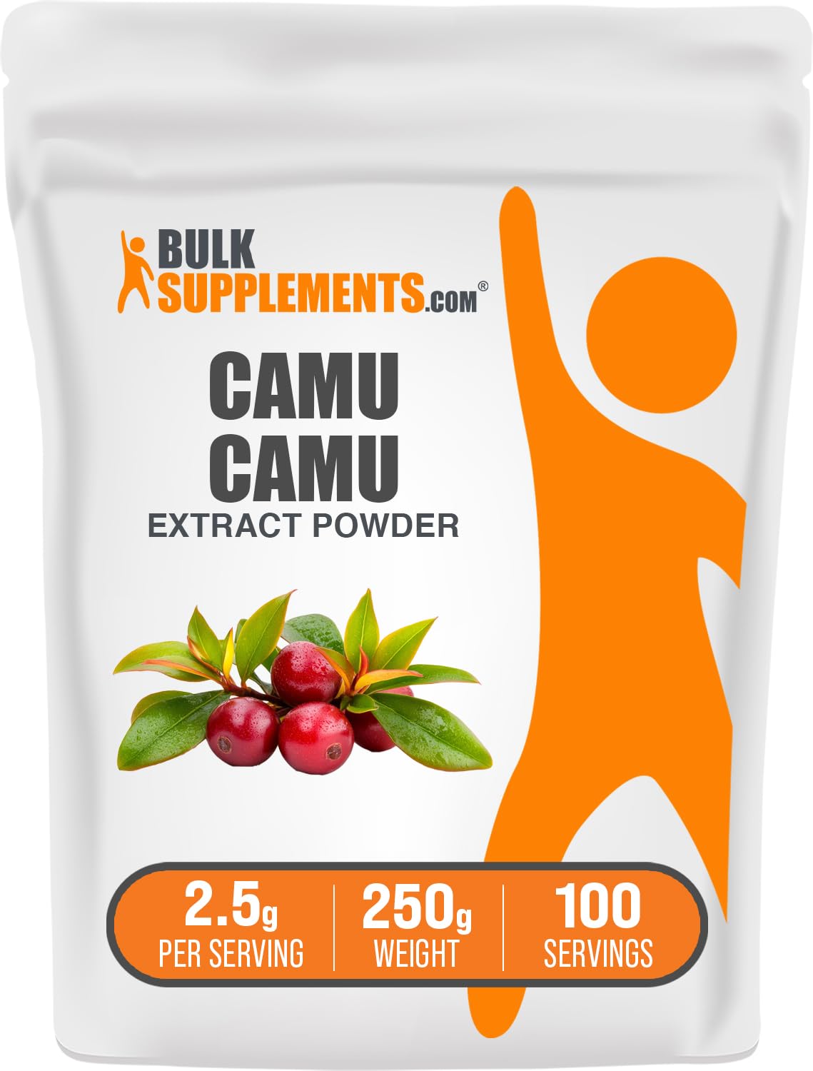 BulkSupplements Camu Camu Extract Powder in a jar with cap for daily use