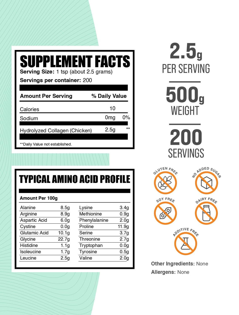 BulkSupplements chicken collagen powder unflavored container for versatile blends.