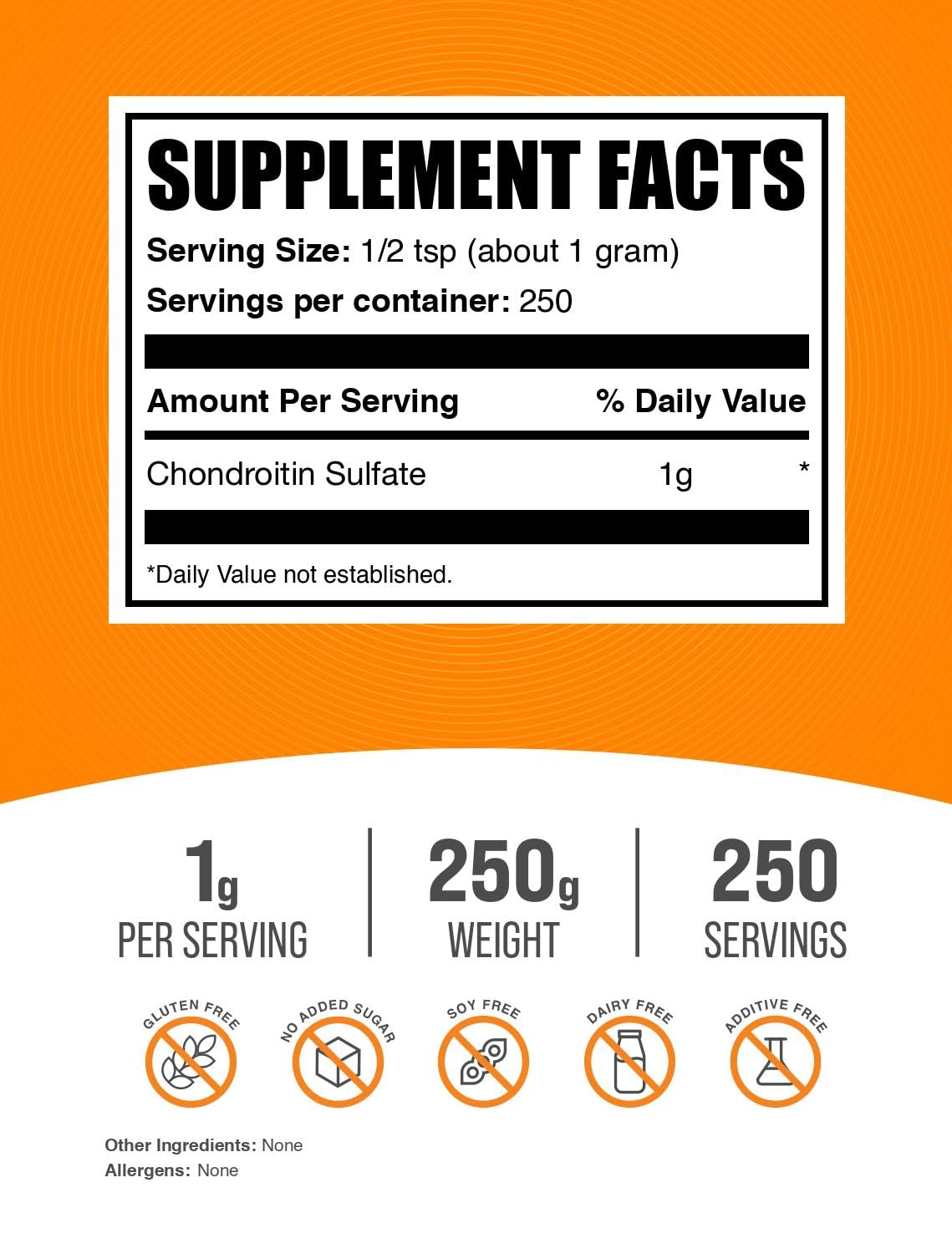 BulkSupplements Chondroitin Sulfate Powder label closeup for trust and testing