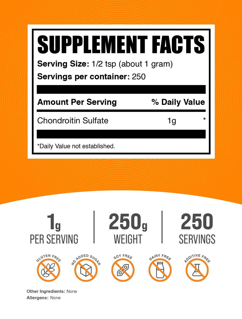 BulkSupplements Chondroitin Sulfate Powder label closeup for trust and testing
