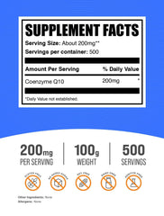 CoQ10 powder scoop beside bottle for convenient daily supplementation