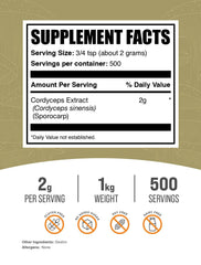 BulkSupplements cordyceps mushroom powder with scoop for smoothies