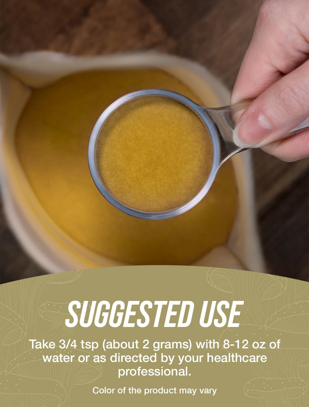 BulkSupplements Cordyceps powder in a bowl with smoothie ingredients.