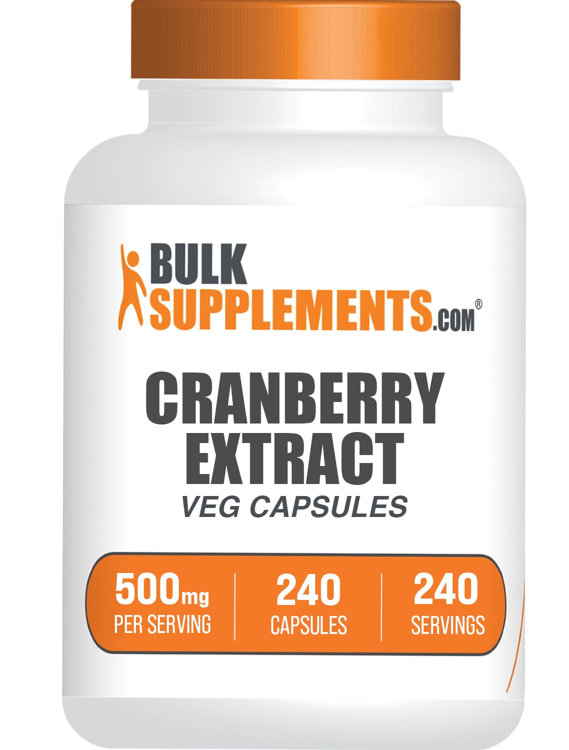 BulkSupplements Cranberry Extract capsules bottle front, vegan and gluten-free daily wellness support.