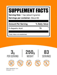 BulkSupplements D-AA powder scoop; precise 3 g serving for shakes.