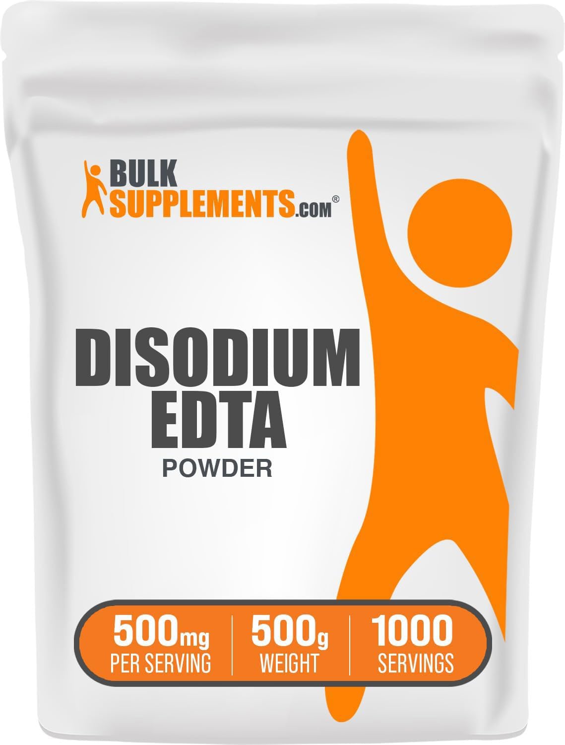 BulkSupplements disodium EDTA powder packaging with clear labeling and quality ingredients.