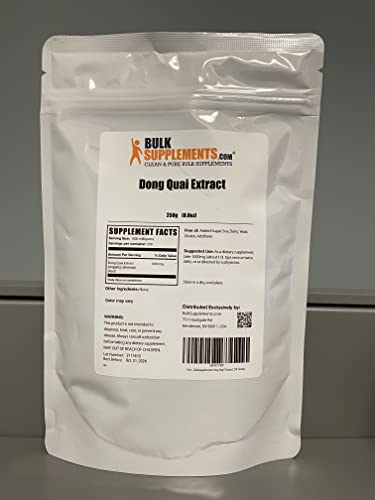 BulkSupplements Dong Quai Root Extract powder with scoop for convenient serving.