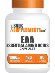 BulkSupplements essential amino acids capsules bottle shows the product label for easy daily use.