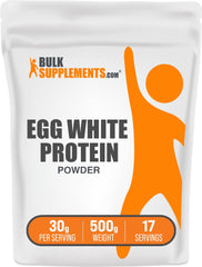 BulkSupplements Egg White Protein Powder bottle, lactose-free option for post-workout fuel.
