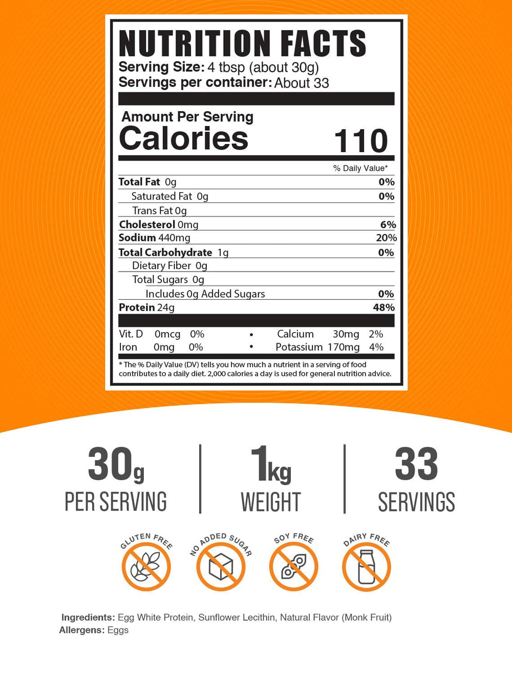 BulkSupplements Egg White Protein Powder being poured into a glass—versatile unflavored protein mix for beverages.
