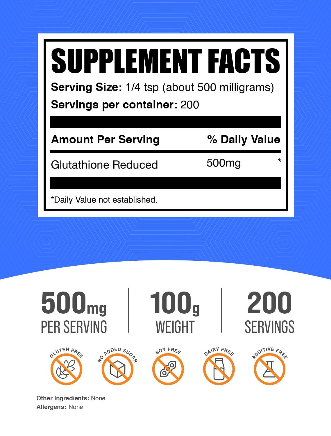 BulkSupplements Glutathione Reduced Powder with scoop for easy daily dosing