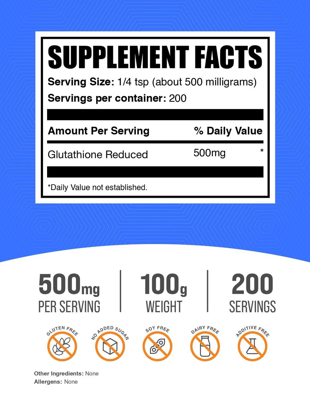 BulkSupplements Glutathione Reduced Powder with scoop for easy daily dosing