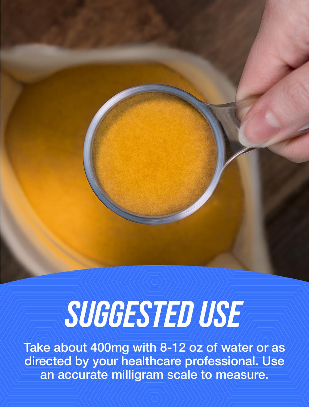 BulkSupplements Riboflavin powder being poured into a cup for daily use.