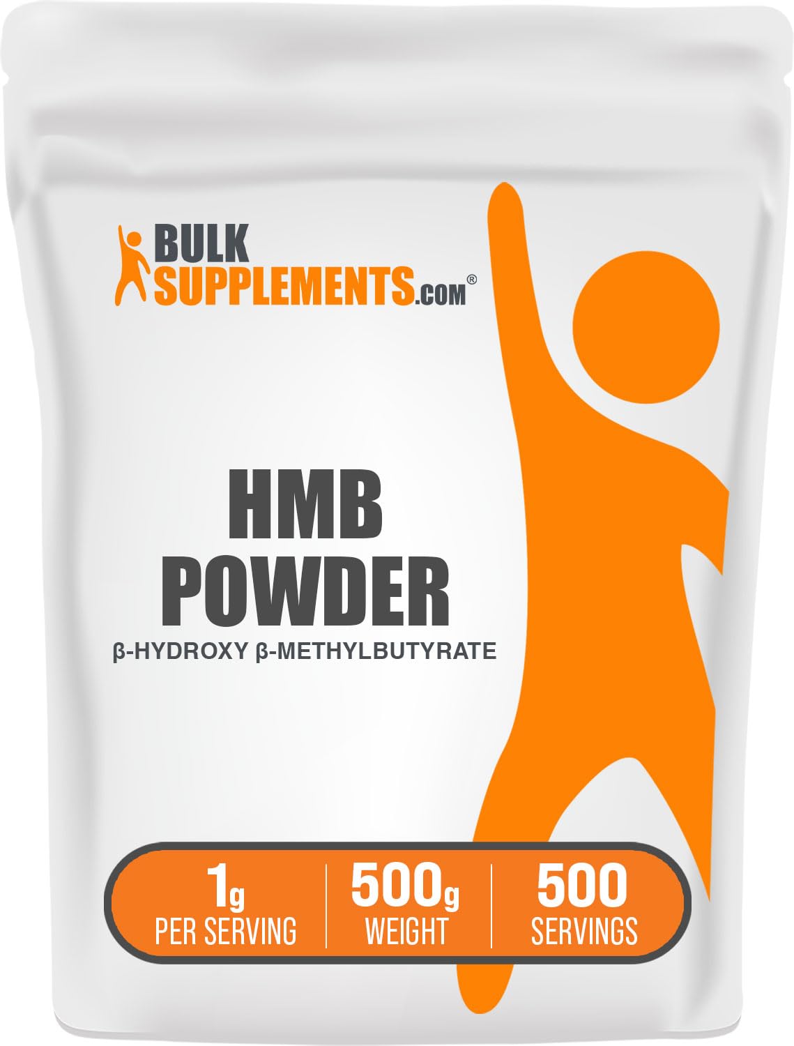 BulkSupplements HMB powder bottle label showing quality for workouts
