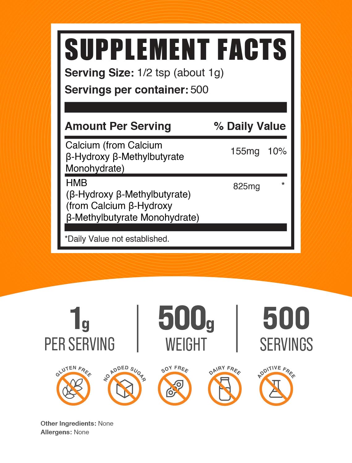BulkSupplements HMB powder scoop measures a precise 1 g serving