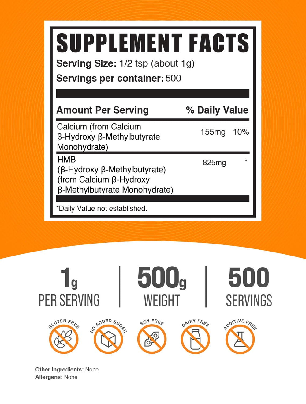 BulkSupplements HMB powder scoop measures a precise 1 g serving