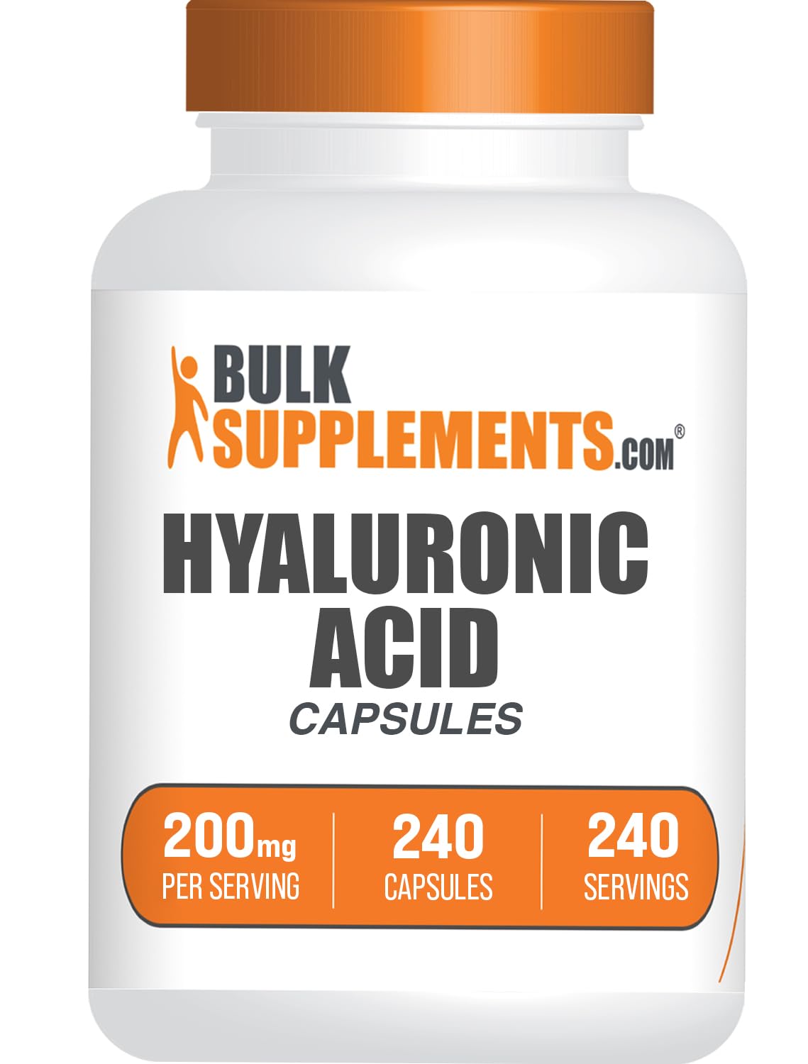 BulkSupplements Hyaluronic Acid Capsules bottle offers convenient daily supplementation.