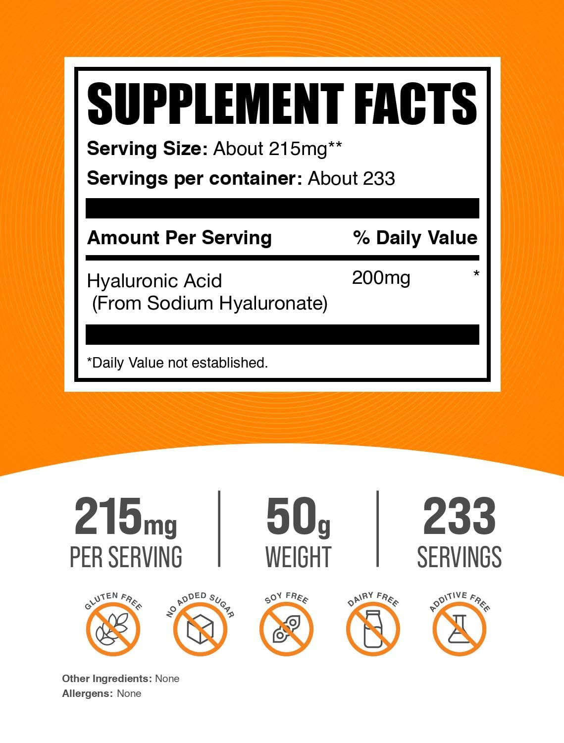 BulkSupplements Hyaluronic Acid Powder scoop on white surface for precise daily measurements.