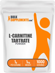 BulkSupplements L-Carnitine Tartrate powder in 1kg bottle for workouts.