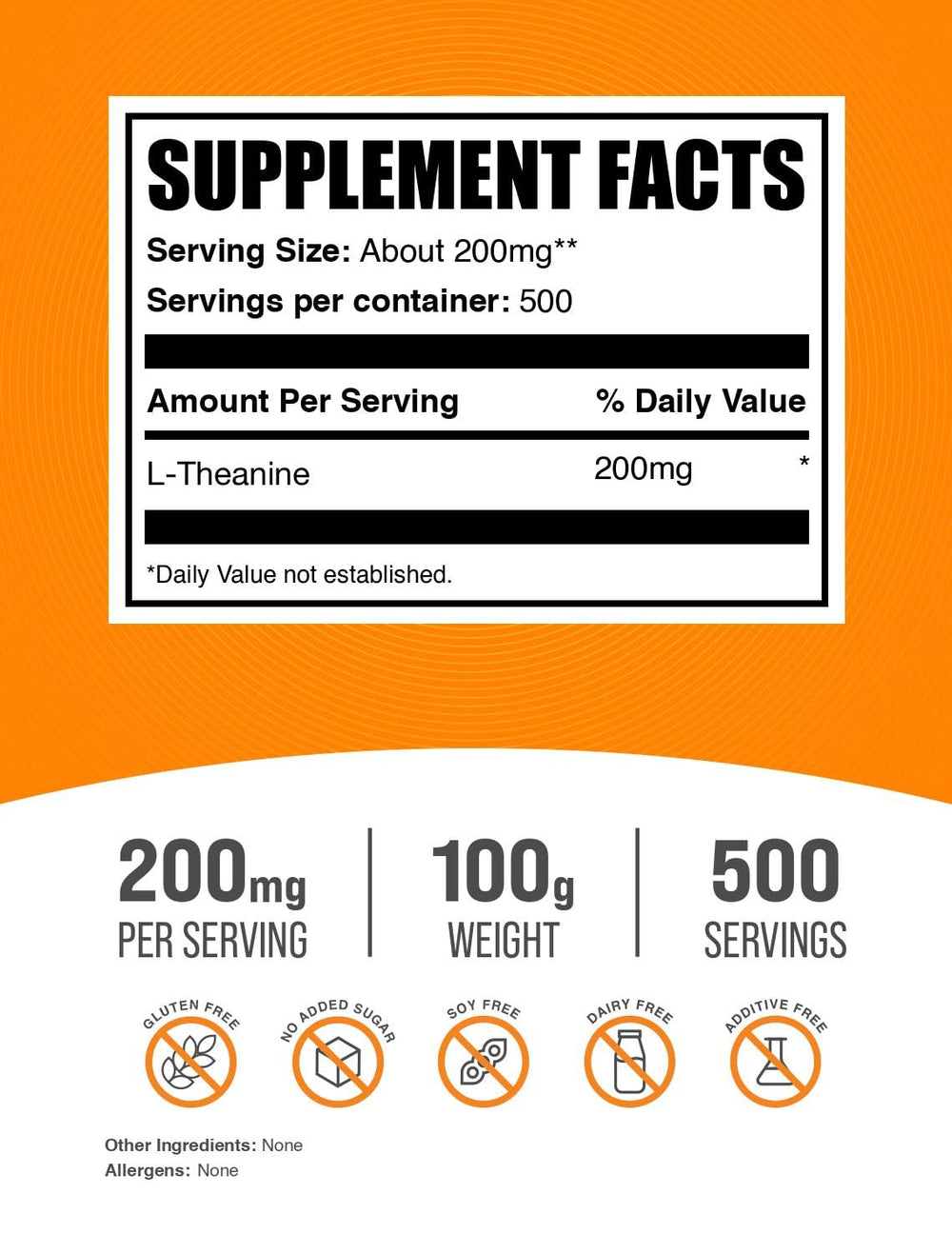 BulkSupplements L-Theanine powder with scoop, enabling precise daily dosing.