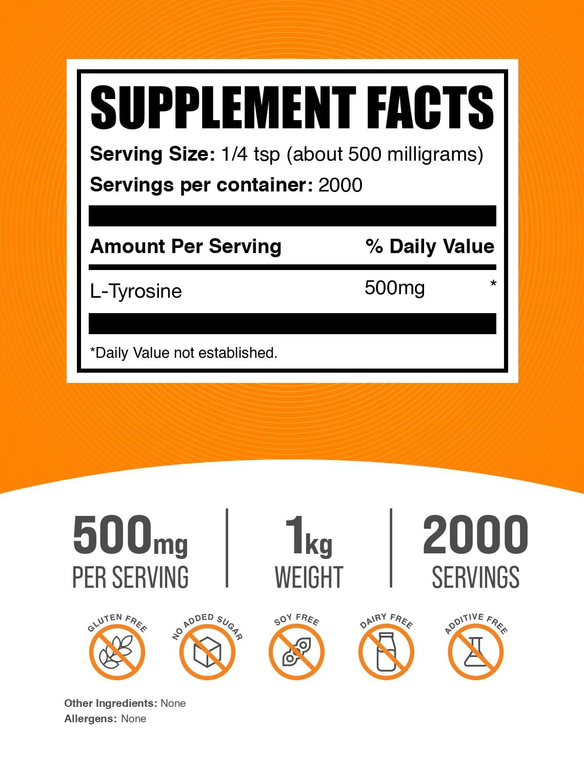 BulkSupplements L-Tyrosine powder scoop highlighting convenient serving