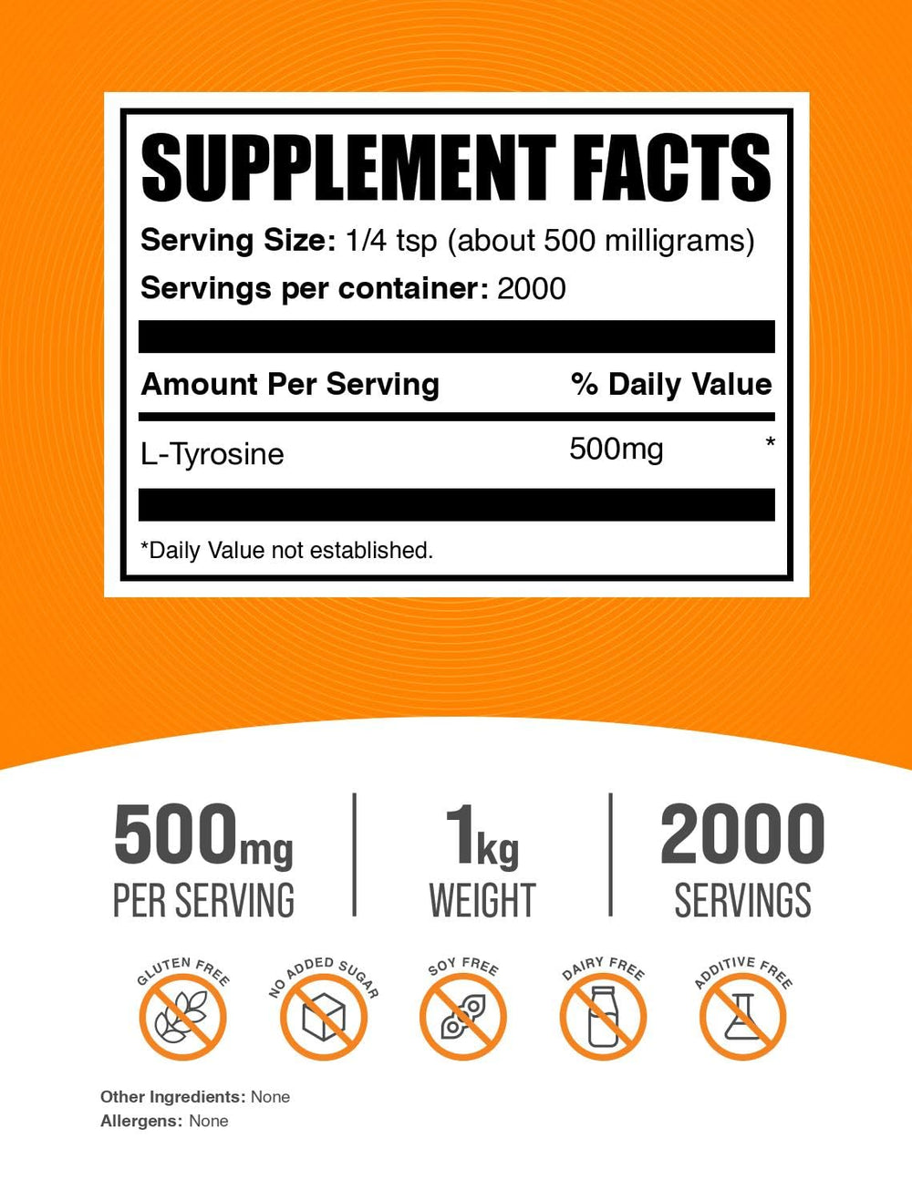 BulkSupplements L-Tyrosine powder scoop highlighting convenient serving