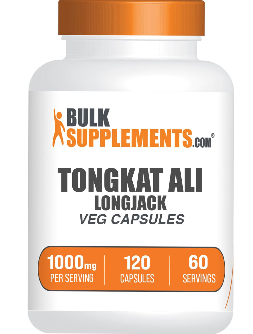 BulkSupplements Longjack Extract capsules on bottle, highlighting natural ingredients for daily vitality