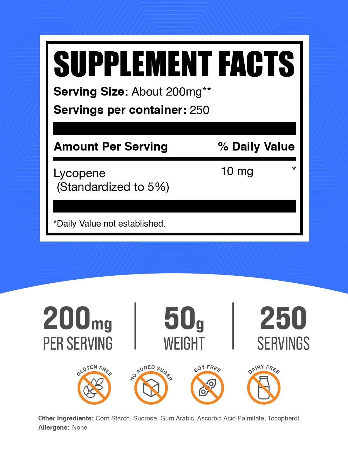 BulkSupplements Lycopene powder scoop beside glass of water for easy use.