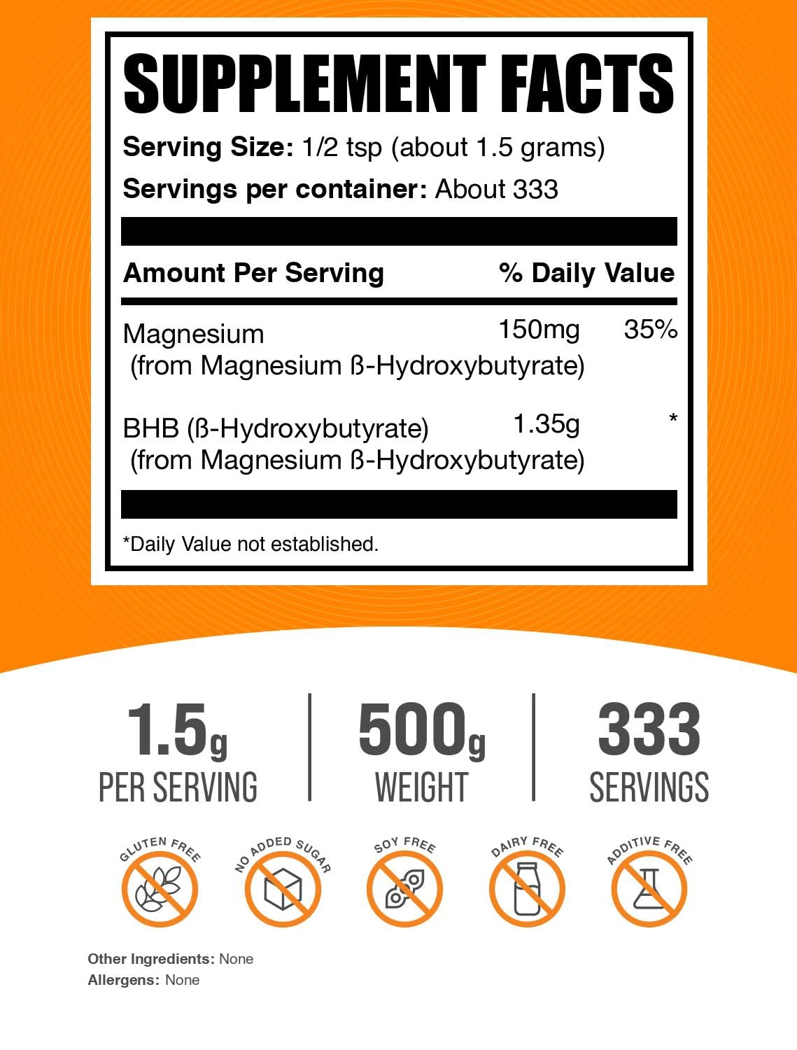 BulkSupplements Magnesium BHB powder with scoop, easy to portion.