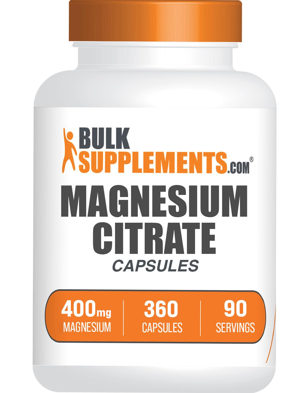 BulkSupplements magnesium citrate capsules in a 360-count bottle for daily mineral support.