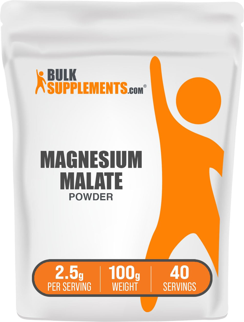 BulkSupplements Magnesium Malate powder in a jar for easy daily mixing.