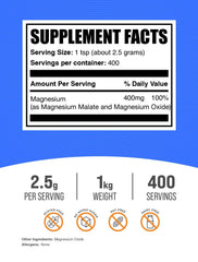 BulkSupplements Magnesium Malate powder with scoop for precise, convenient measuring