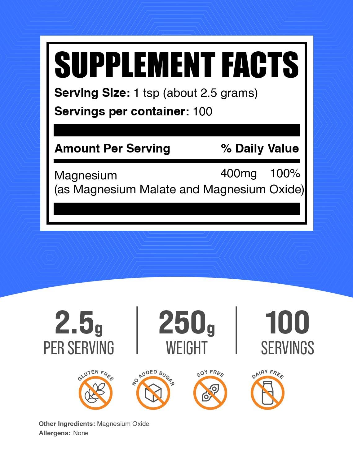 BulkSupplements Magnesium Malate powder with scoop ready for easy mixing into drinks.