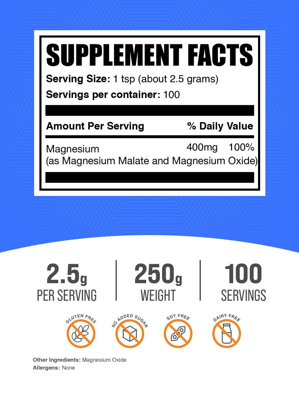 BulkSupplements Magnesium Malate powder with scoop ready for easy mixing into drinks.