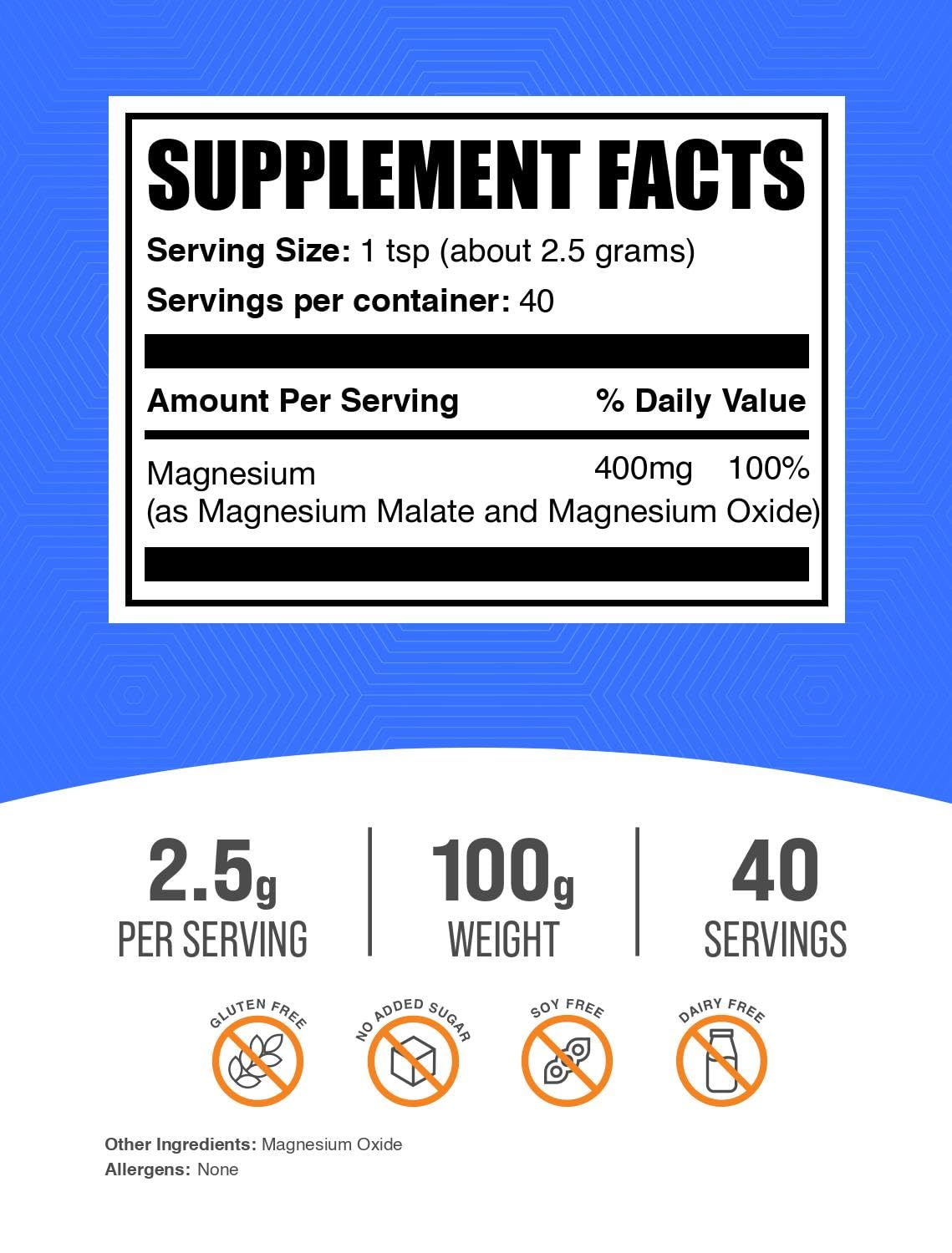 BulkSupplements Magnesium Malate powder with scoop for precise serving measurements.