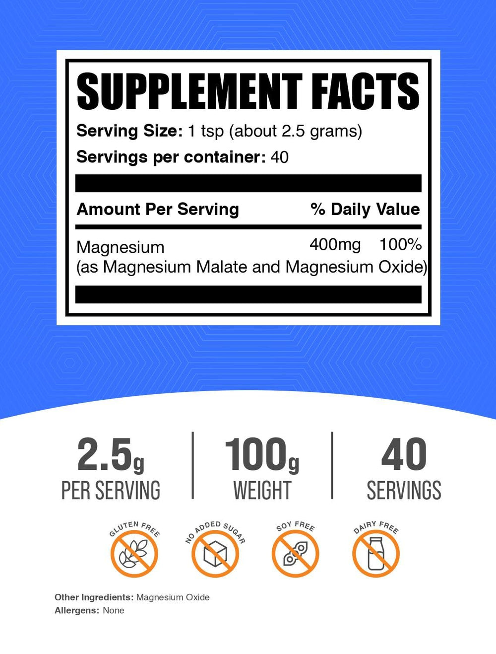 BulkSupplements Magnesium Malate powder with scoop for precise serving measurements.