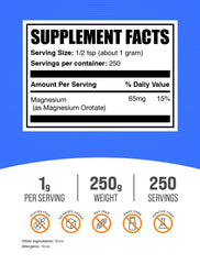 BulkSupplements Magnesium Orotate powder scoop for easy, precise dosing