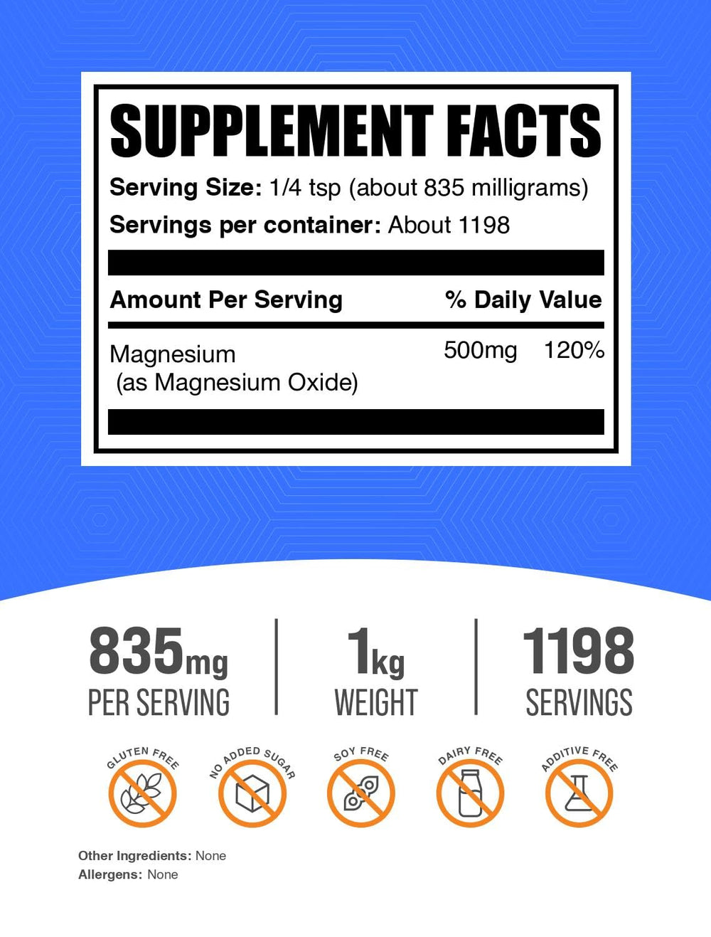 BulkSupplements Magnesium Oxide powder with scoop for easy blending into beverages.