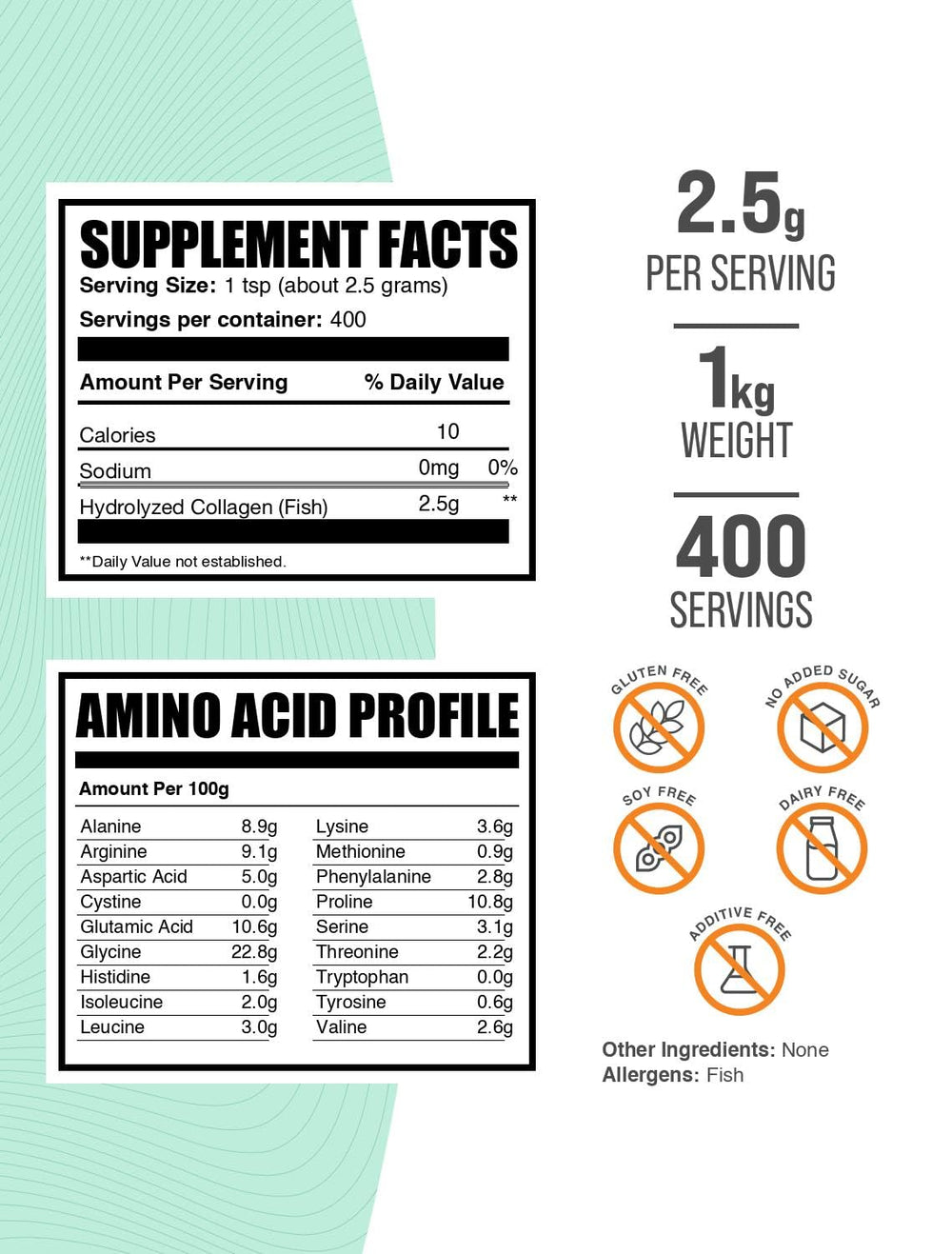 BulkSupplements Marine Collagen Powder scoop enables precise measurement for consistent daily servings.