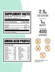 BulkSupplements Marine Collagen Powder scoop enables precise measurement for consistent daily servings.