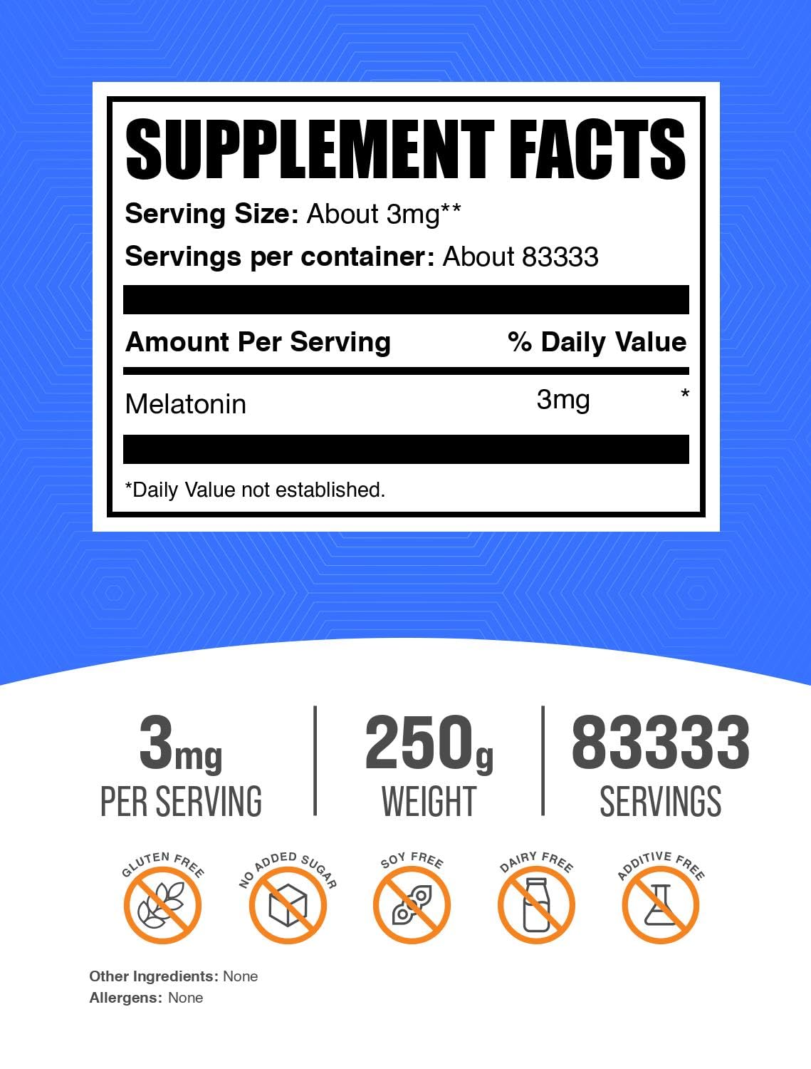 Measuring spoon beside BulkSupplements Melatonin Powder for precise dosing.