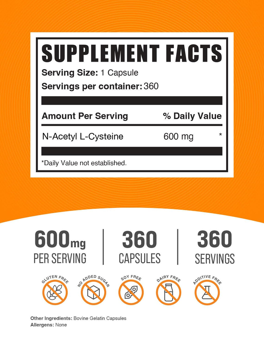 Closeup of BulkSupplements NAC 600mg capsules for easy daily intake.