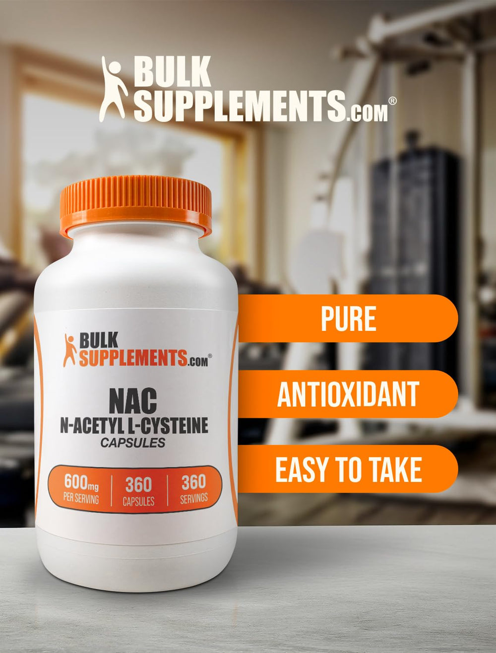 Label details aid quick ingredient checks for BulkSupplements NAC 600mg.