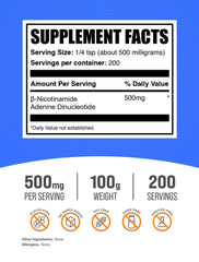 BulkSupplements NAD powder scoop showing precise 500 mg dosing for consistent use.