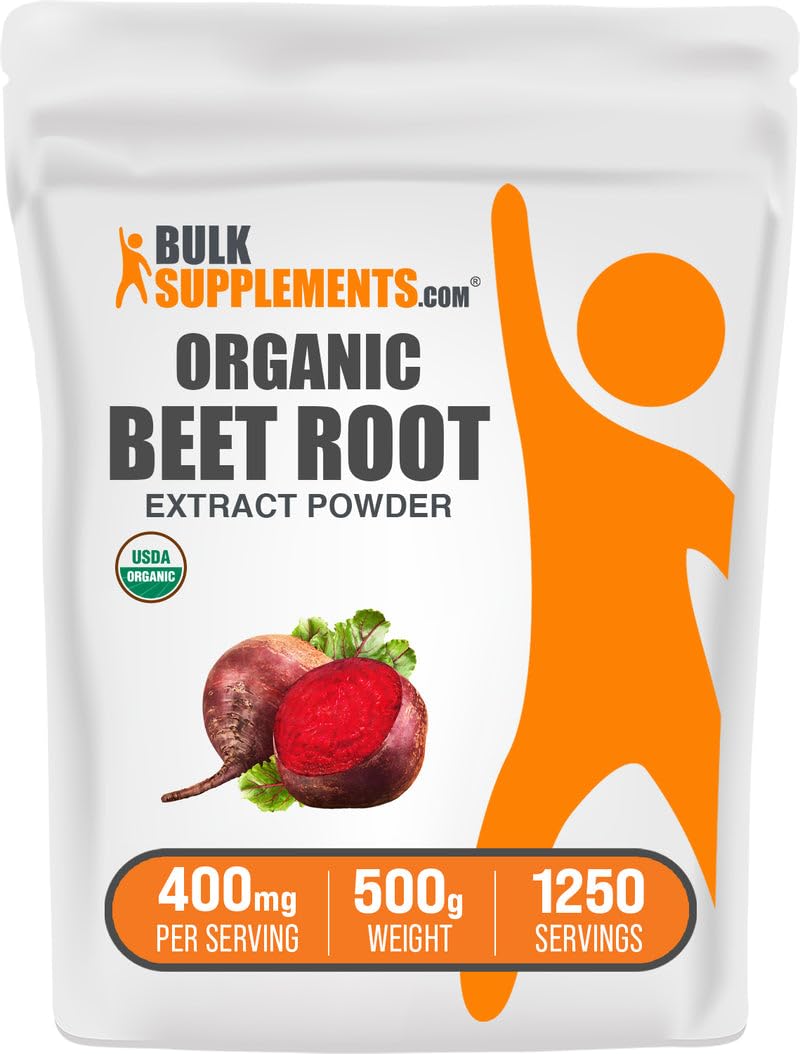 BulkSupplements Organic Beet Root Extract Powder bottle supports daily energy balance.