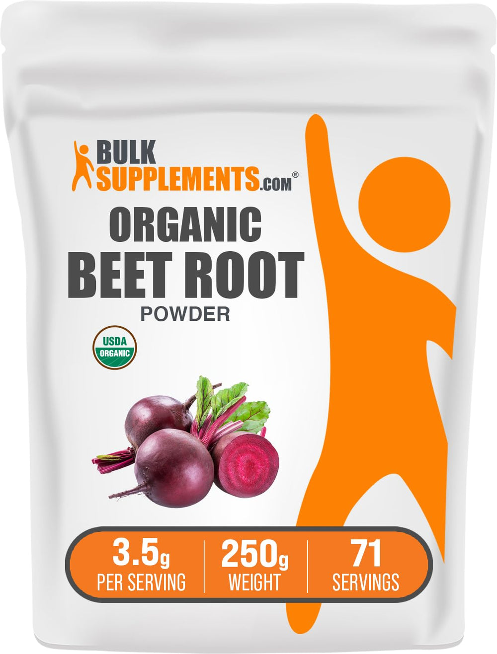 BulkSupplements Organic Beet Root Powder packaging shown for easy storage and daily use.