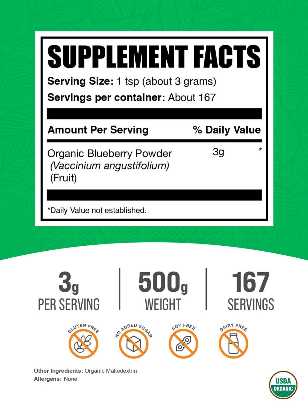 Blueberry Powder scoop showing convenient portioning for shakes and recipes