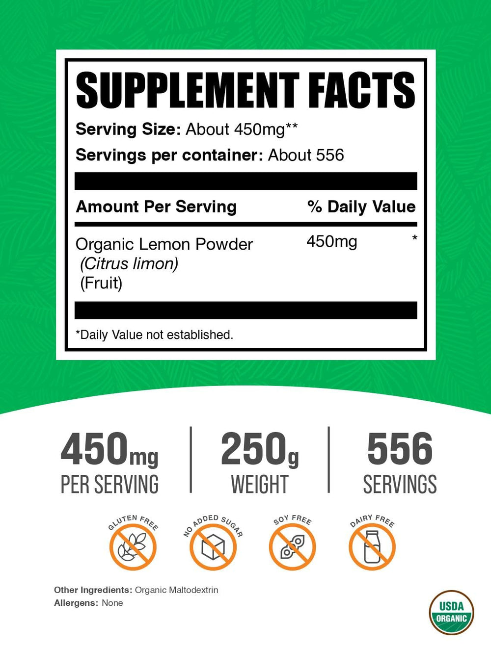 BulkSupplements Organic Lemon Powder pouring scene highlights easy mixing in beverages.