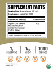 BulkSupplements Lion's Mane powder scoop enables precise, convenient daily servings.