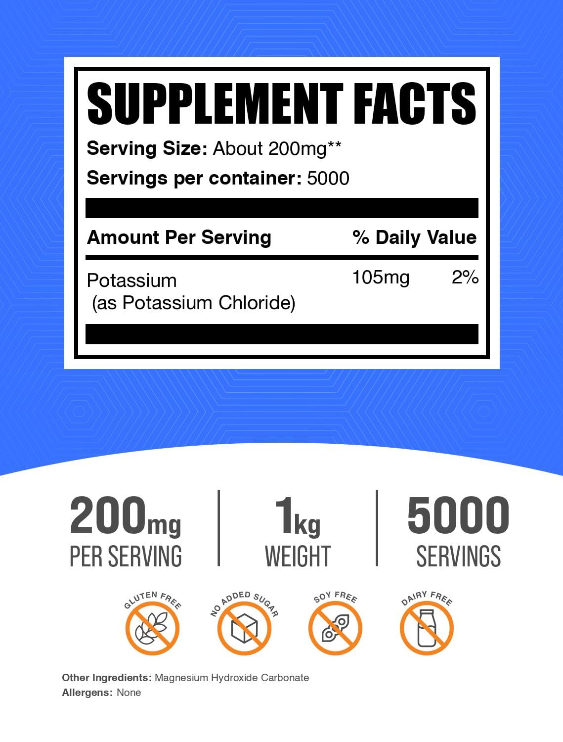 BulkSupplements potassium chloride powder pour demonstrates easy-to-dose format for daily use.